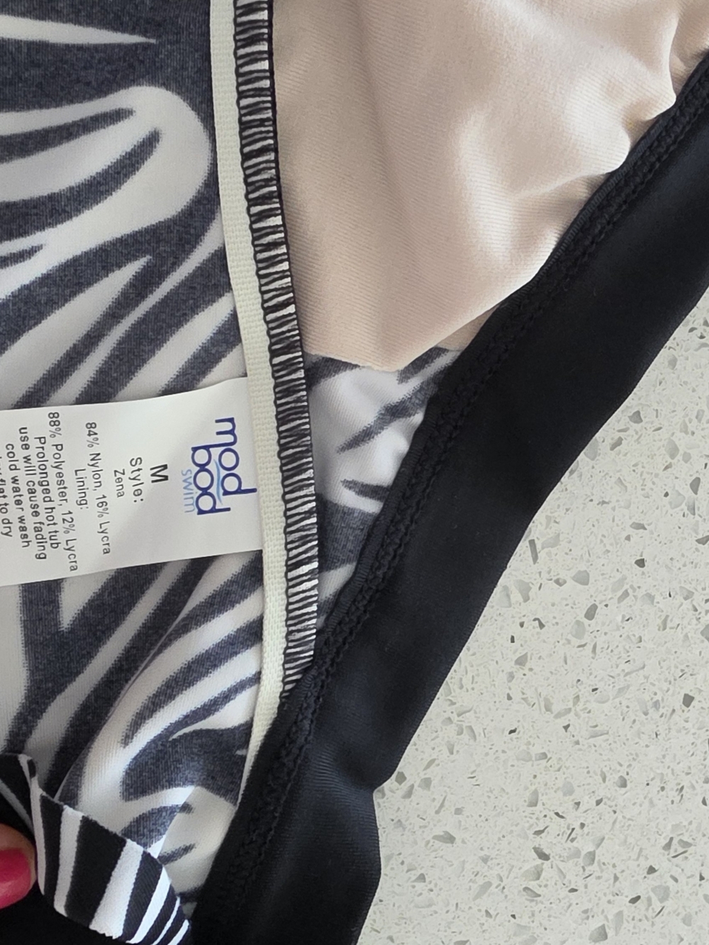 Zebra Swimtop Print Halter Chemise - Black & White M - Picture 5 of 10